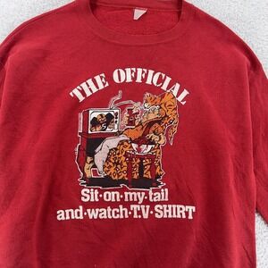 Vtg Sit On My Tail Crewneck Sweatshirt FITS MEDIUM TV Graphic Lazy Dad Funny 80s
